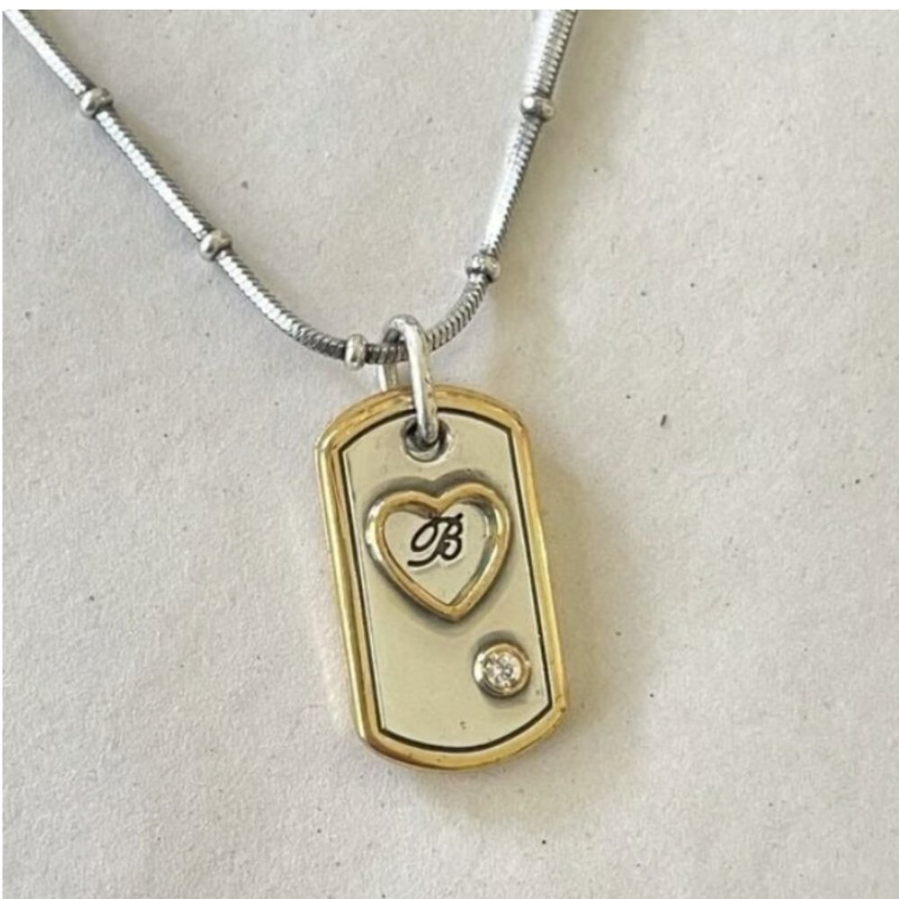 VINTAGE BRIGHTON Necklace: Vintage Silver & Gold B Yourself Pendant | RETIRED